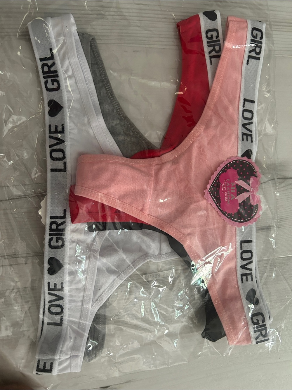 MIA Girls' Pink, Red, White & Gray Training Bra Set